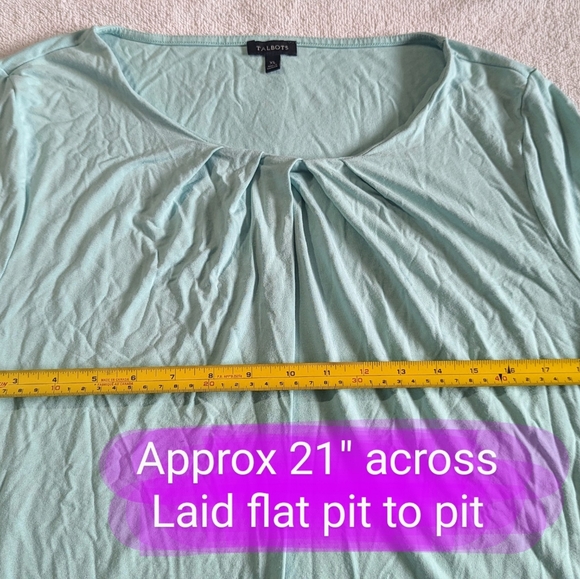 Talbots size XL, EUC mint colour 3/4 length sleeve relaxed fit pullover shirt - Picture 5 of 11